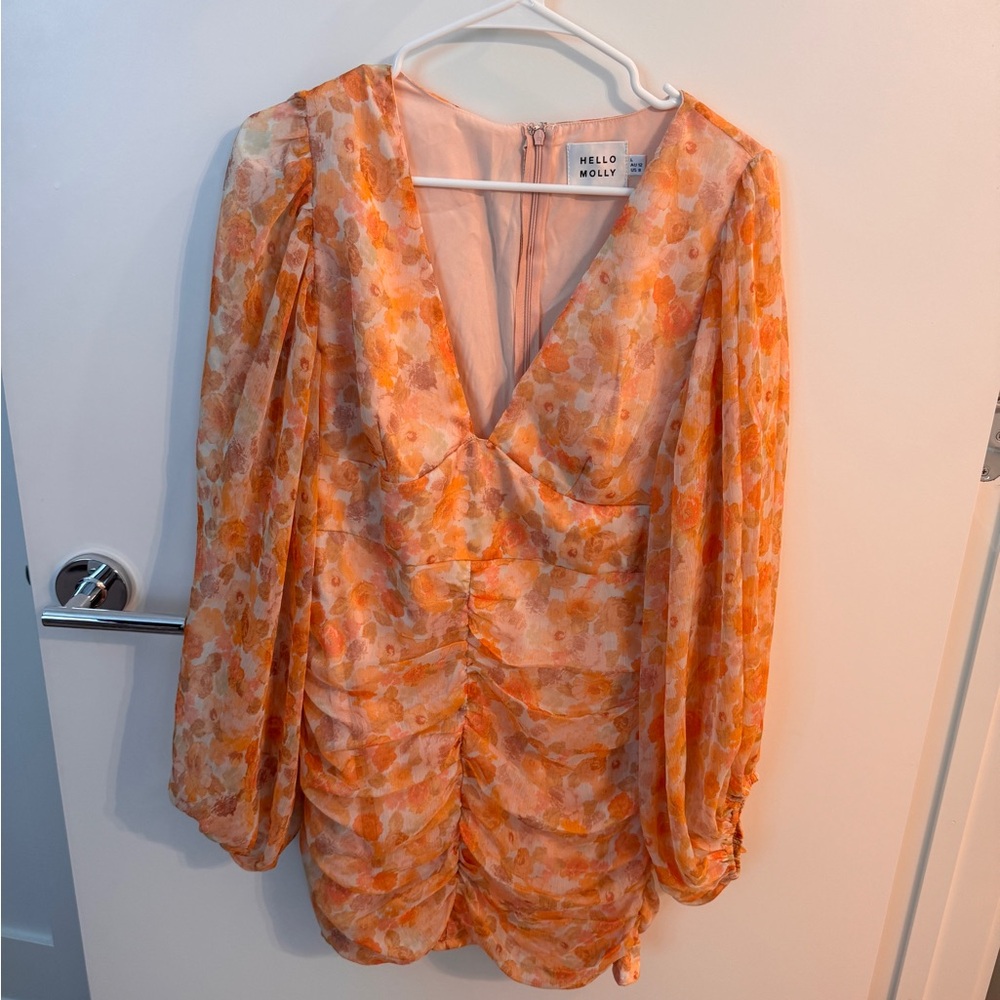 Hello Molly Orange Floral Mini Dress
